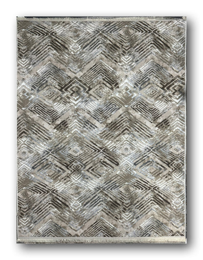 Set Covor Cu Traverse Antiderapante cu Insertii Moderne tip Romburi 3D ,Bej