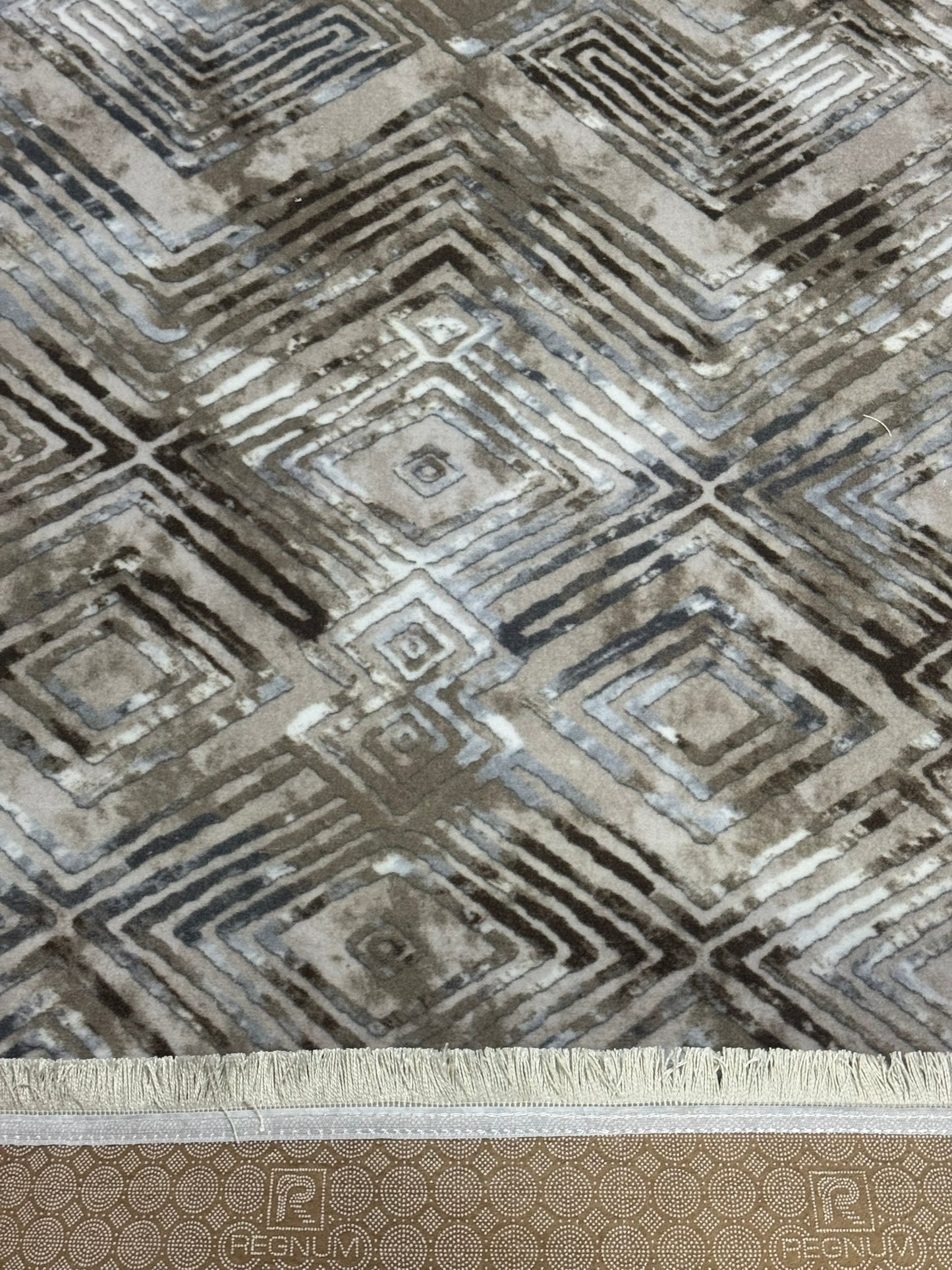 Set Covor Cu Traverse Antiderapante cu Insertii Moderne tip Romburi 3D ,Bej