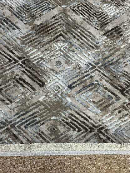 Set Covor Cu Traverse Antiderapante cu Insertii Moderne tip Romburi 3D ,Bej