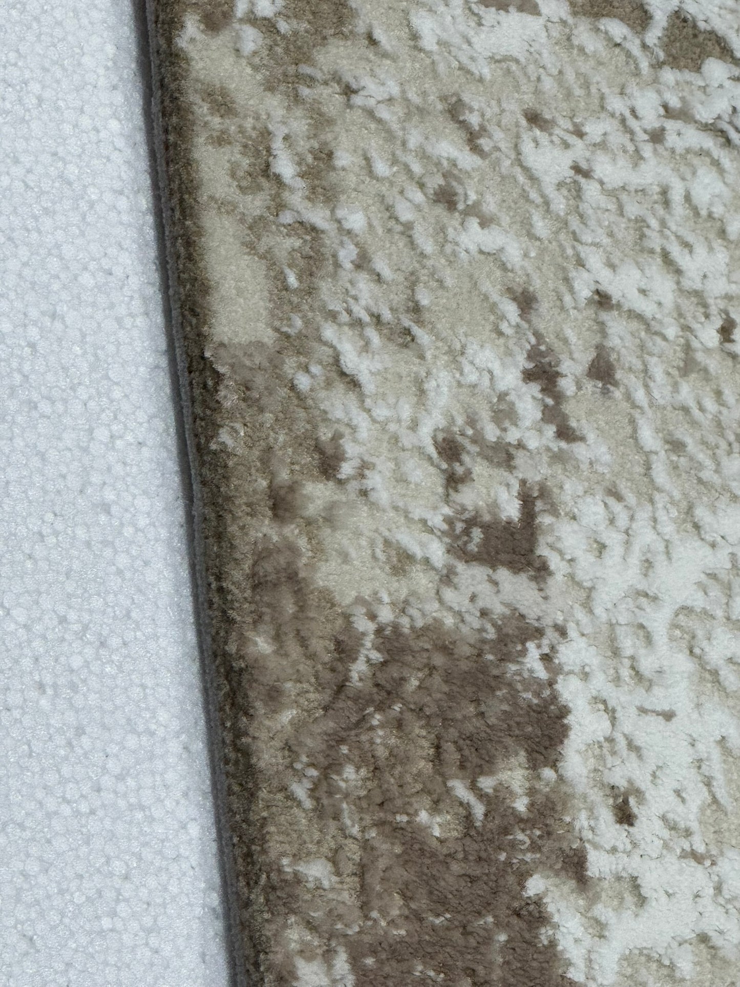 Covor Premium Modern Cu Insertii Moderne si Franjuri ,Bej/Crem