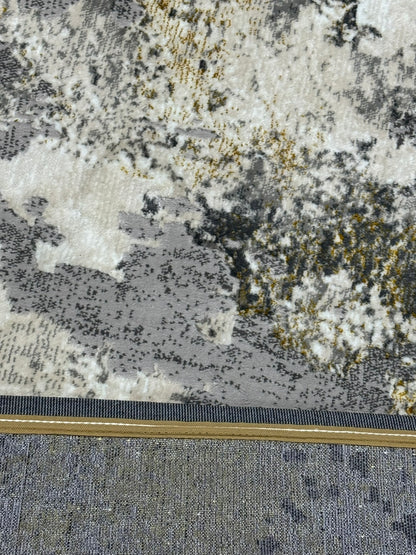 Covor Tip Pictura Moderna,Gri/Bej/Auriu