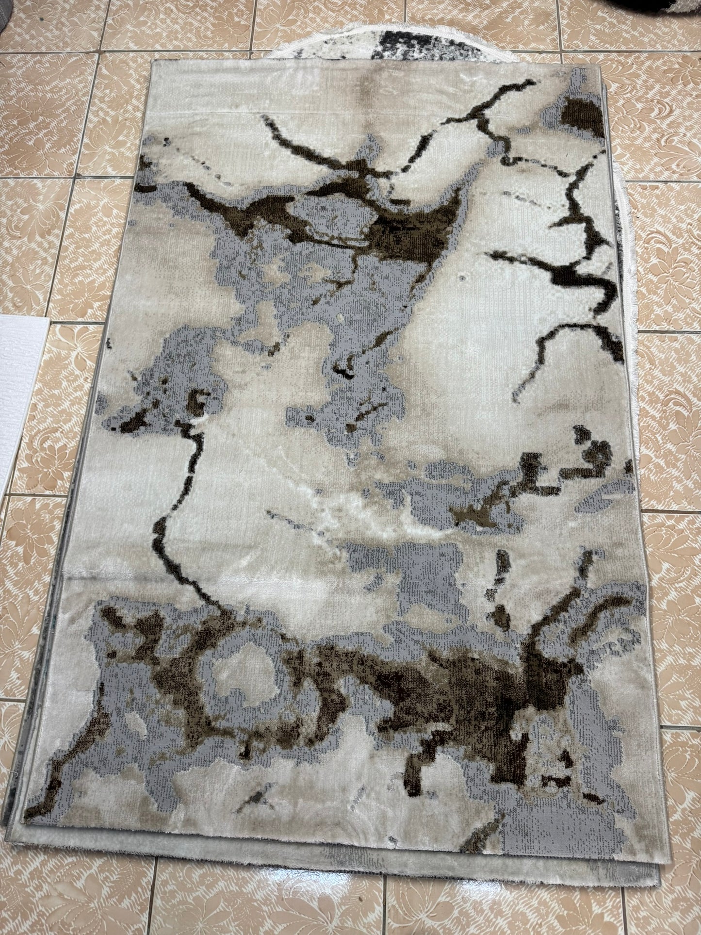 Covor Tip Pictura Moderna,Gri/Bej/Maro