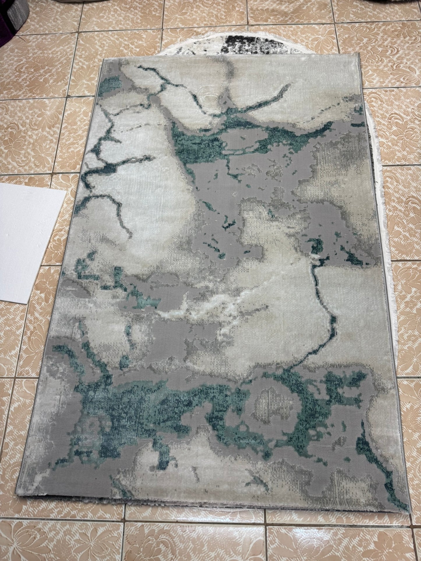 Covor Tip Pictura Moderna,Gri/Bej/Albastru