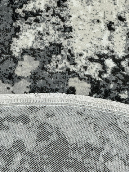 Covor Premium Modern Cu Insertii Moderne si  Franjuri,Gri/Bej/Gri Antracit