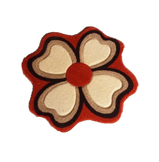 Covor Cu Fir Scurt Tip Trifoi ,Caramiziu/Maro/Bej/Capucino