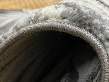 Covor frize cu Insertii Geometrice tip Patrate,Gri