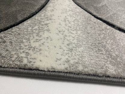 Covor cu Insertii Florale tip Margareta,Gri/Negru/Alb