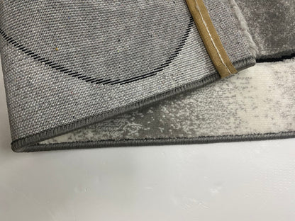 Covor cu Insertii Florale tip Margareta,Gri/Negru/Alb