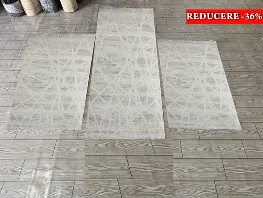 Set 3 Traverse Premium cu Insertii Geometrice,,Bej/Crem/Gri