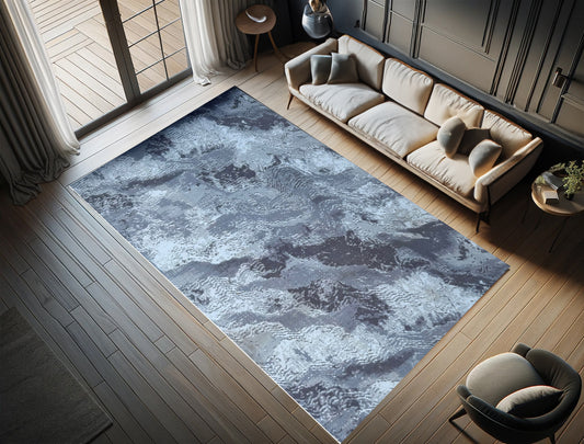 Covor Antiderapant cu  Insertii Moderne ,Gri/Antracit