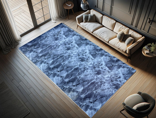 Covor Antiderapant cu  Insertii Moderne Tip Valuri,Gri