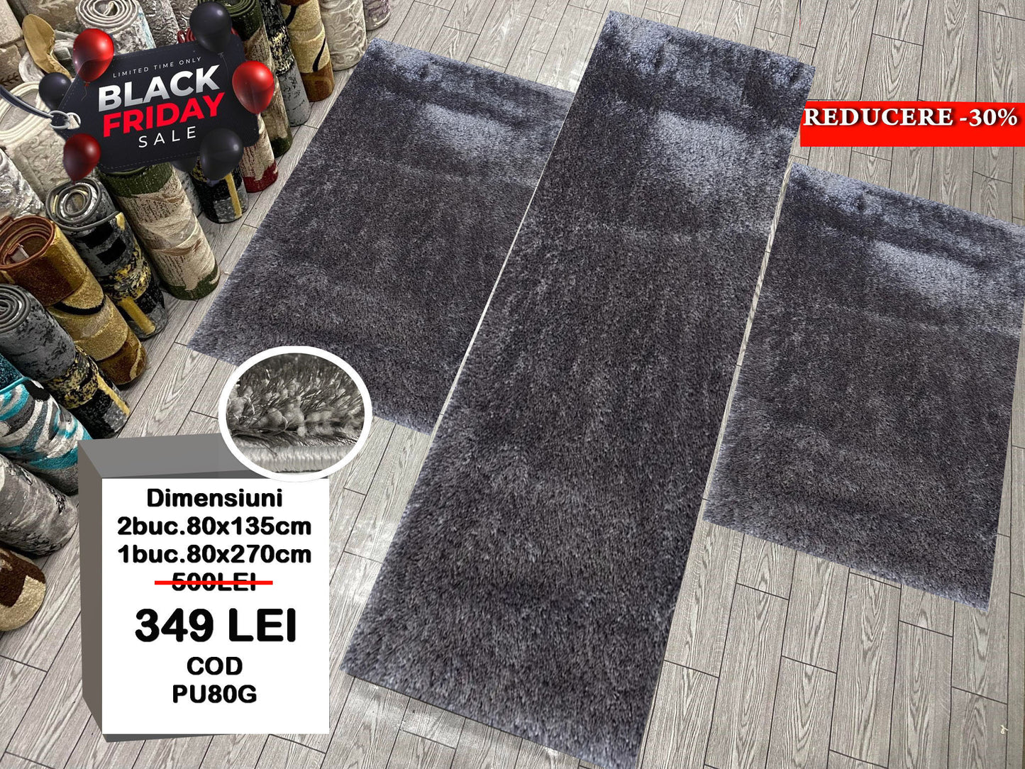 Set 3 Traverse Pufoase de Matase si Bumbac,Gri
