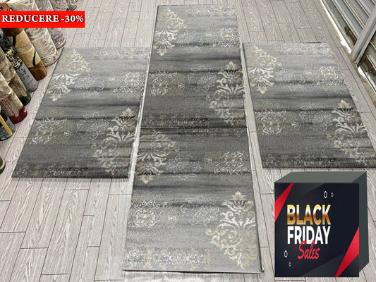 Set 3 Traverse cu Insertii Florale ,Gri/Bej