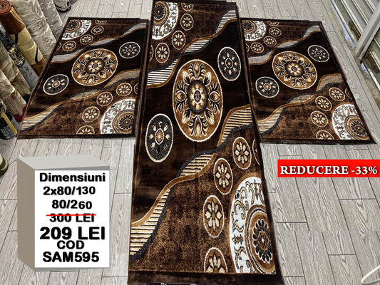 Set 3 Traverse cu Insertii Geometrice,Maro/Bej