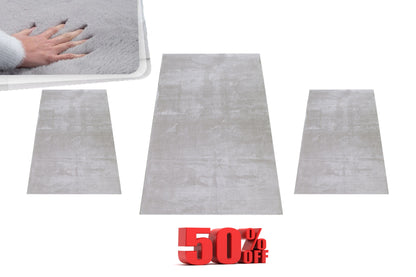 Set 3 Traverse Super Pufoase Tip Rabbit Antiderapante,Gri