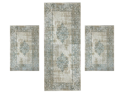 Set 3 Traverse Premium cu Insertii tip Hena,Turqouise/Bej