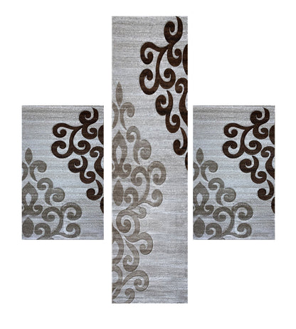 Set 3 Traverse cu Insertii Florale tip Tribal ,Bej/Maro