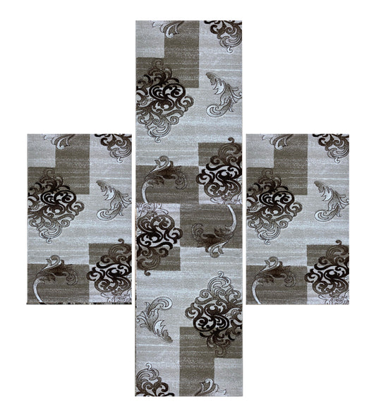 Set 3 Traverse cu Insertii Florale tip  Baroc,Bej/Maro