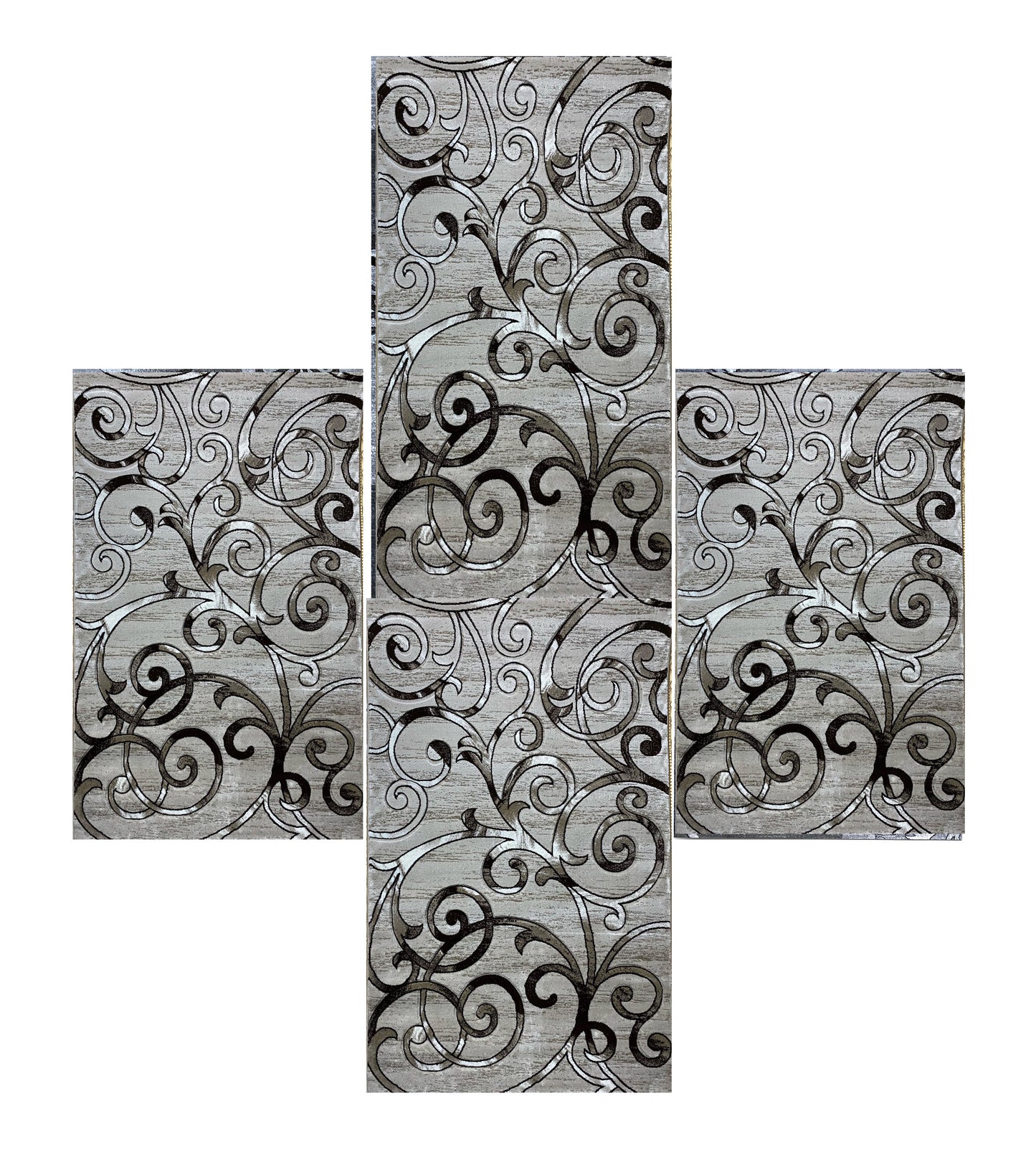 Set 3 Traverse cu Insertii Florale tip  Crengute,Bej/Maro