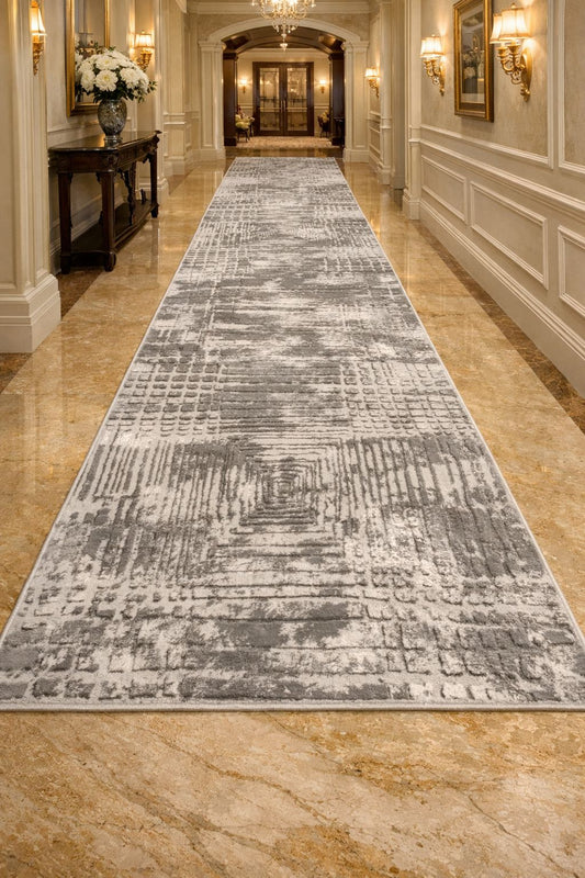 Traversa de Hol cu Insertii Geometrice tip Patratele,Gri