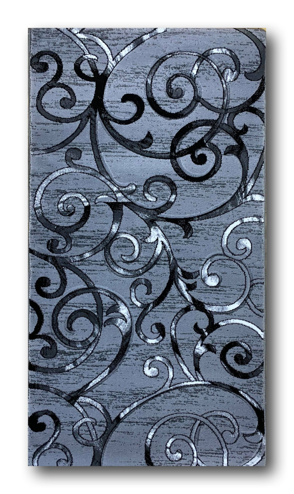 Covor cu Insertii Florale tip Crengute,Gri