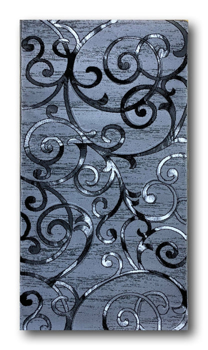 Covor cu Insertii Florale tip Crengute,Gri