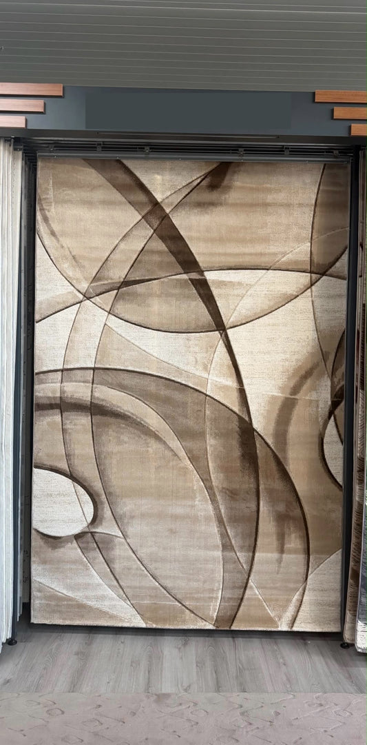Covor Living Cu Inserții Geometrice tip Glob Monalisa , Bej/Capucinno