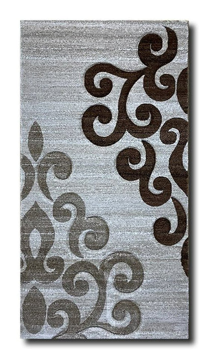 Covor cu Insertii Florale tip Tribal,Bej/Maro