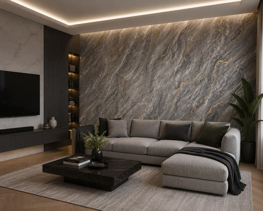 Tapet autoadeziv marmura, Auriu/Gri , 120 x 300 cm