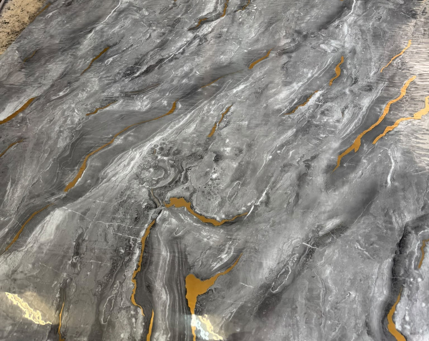 Tapet autoadeziv marmura, Auriu/Gri , 120 x 300 cm