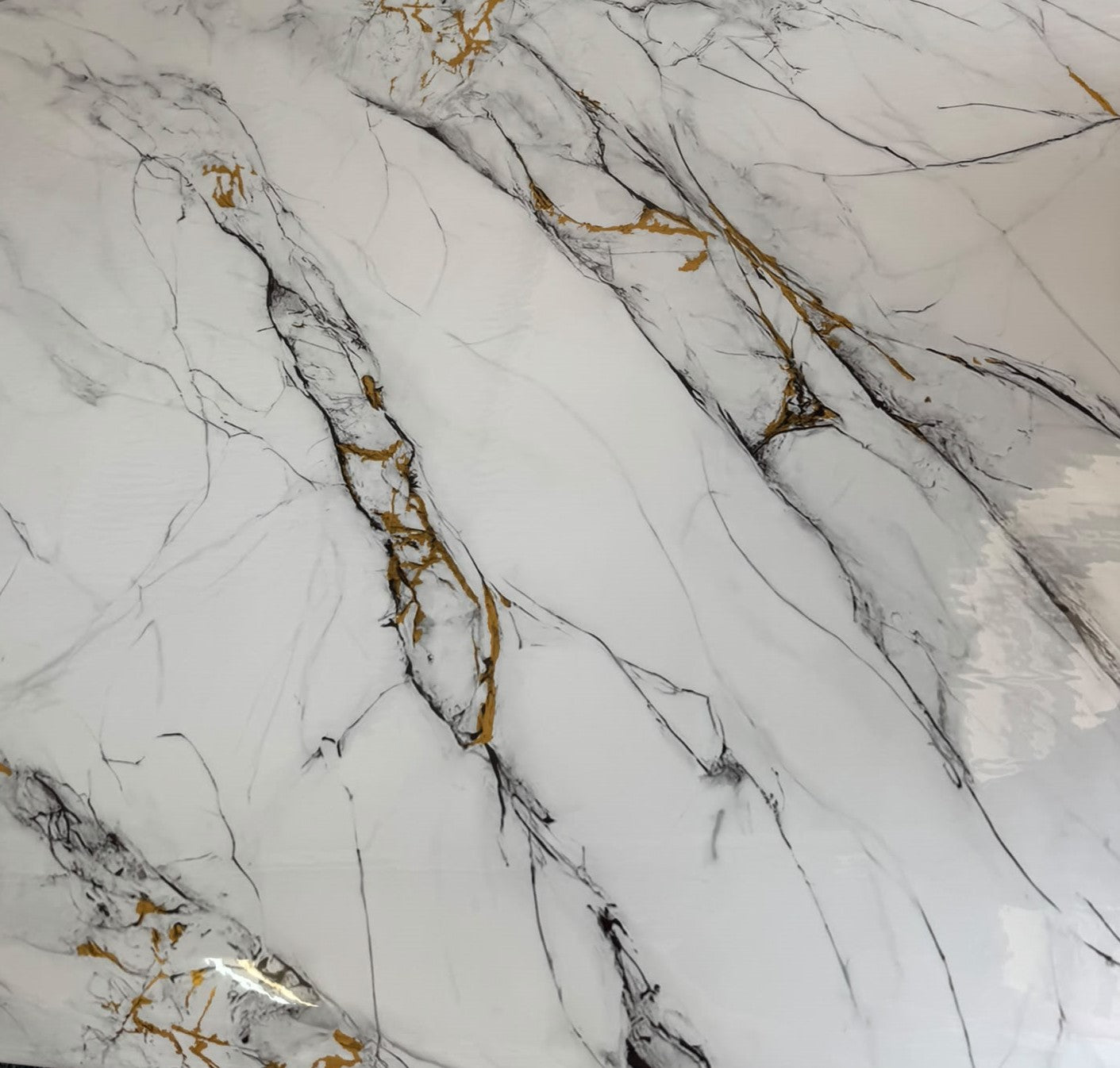 Tapet autoadeziv marmura, Bej/Auriu/Negru/Gri , 120 x 300 cm