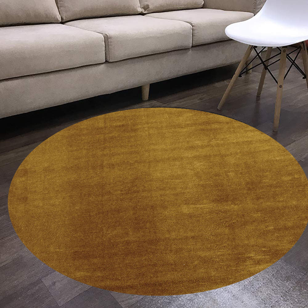 Covor Rotund Pelus ,Auriu