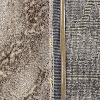 Covor cu Insertii 3D tip Marmura,Bej/Crem/Auriu