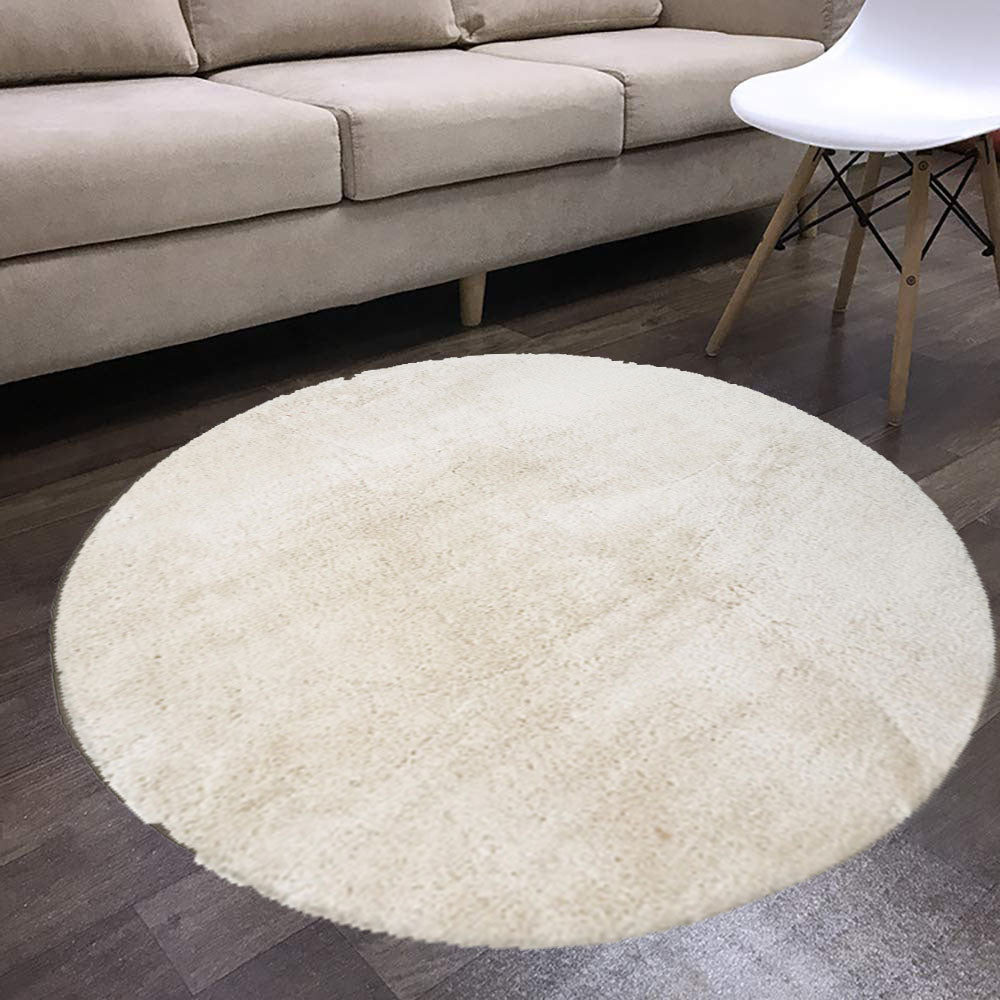 Covor Rotund Pelus ,Crem