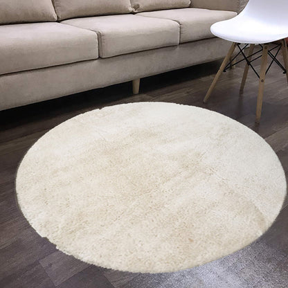 Covor Rotund Pelus ,Crem