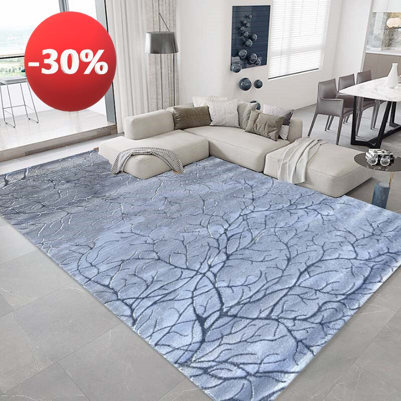 Covor Modern cu Insertii Naturale de tip Crenute ,Gri/Argintiu