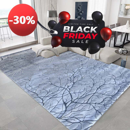 Covor Modern cu Insertii Naturale de tip Crenute , Gri/Gri