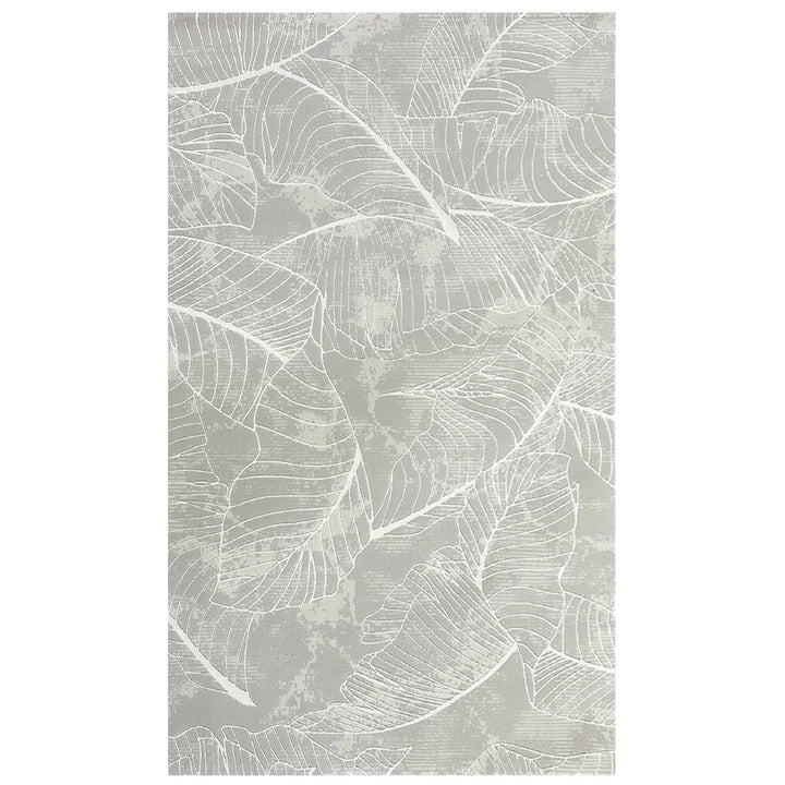Covor Premium Tip Frunze de Calathea,Gri/Bej