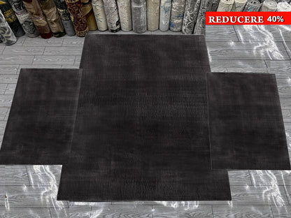 Set 3 Covoare Pufoase Pelus,Negru