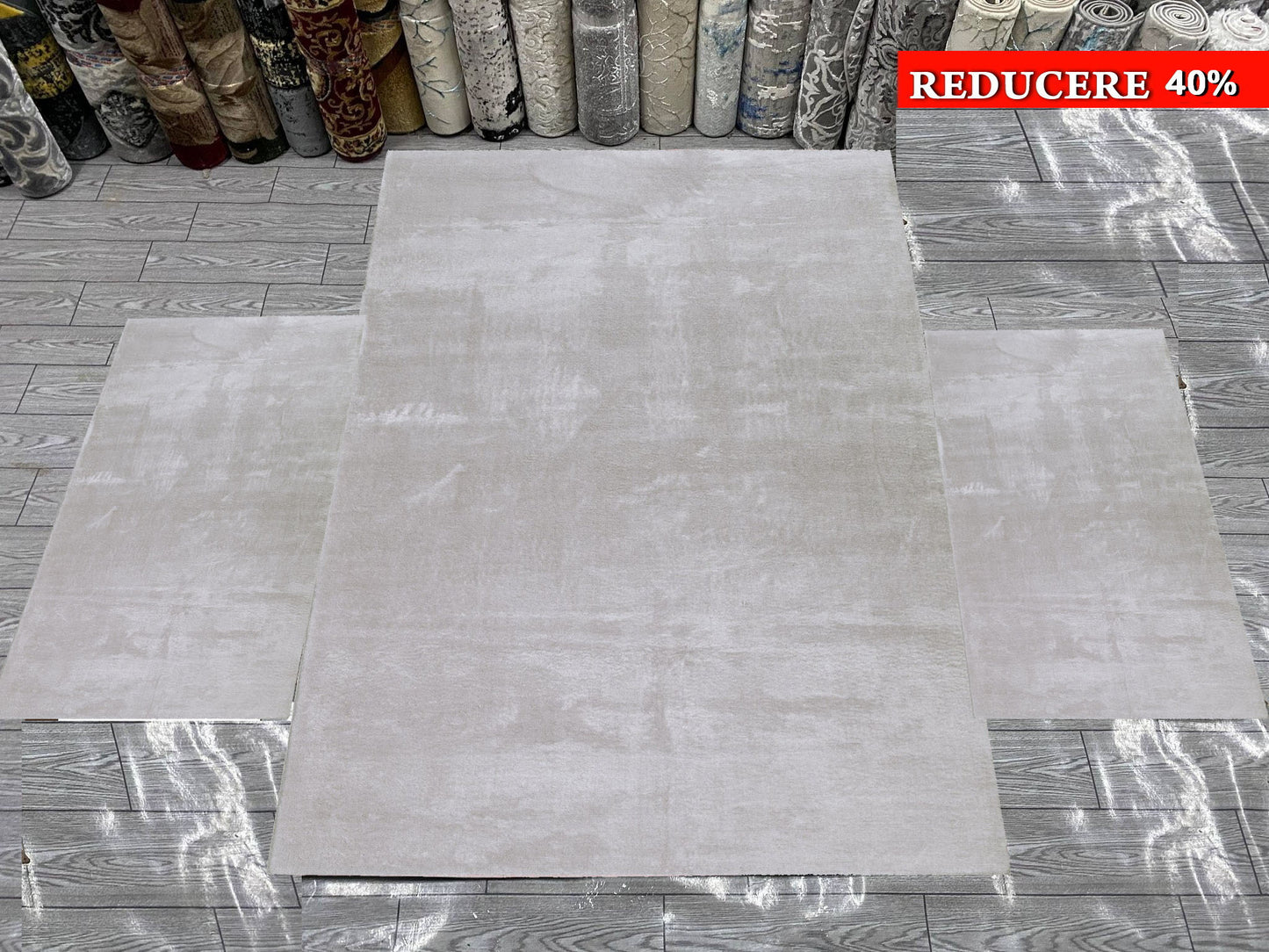 Set 3 Covoare Pufoase Pelus,Gri