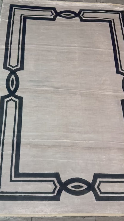 Covor Premium cu chenar Angora Crem/Negru