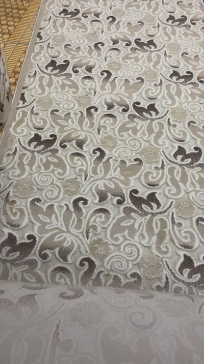 Traversa cu Insertii Florale 3D Vita de Vie ,Bej/Maro