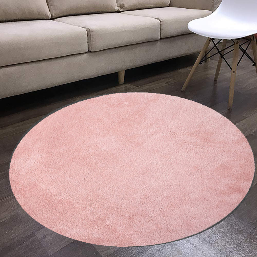 Covor Rotund Pelus ,Roz Pudra