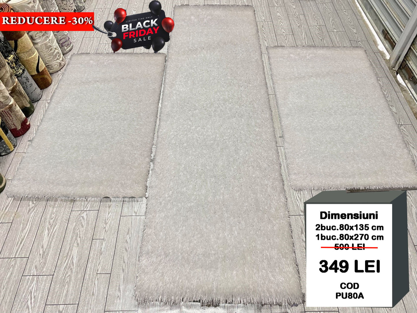 Set 3 Traverse Pufoase 3D,Alb