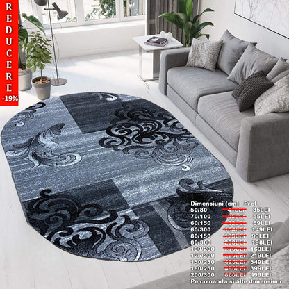 Covor cu Insertii Florale de Tip Baroc ,Gri