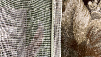 Covor cu Insertii Florale de tip Crin Asiatic,Verde/Crem