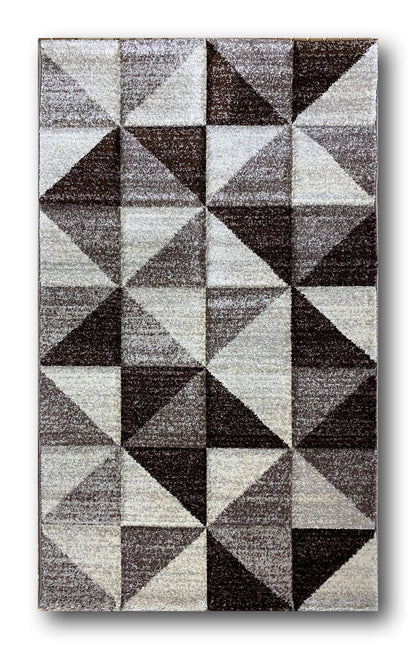Covor frize cu Insertii Geometrice de Tip Triunghiuri ,Bej