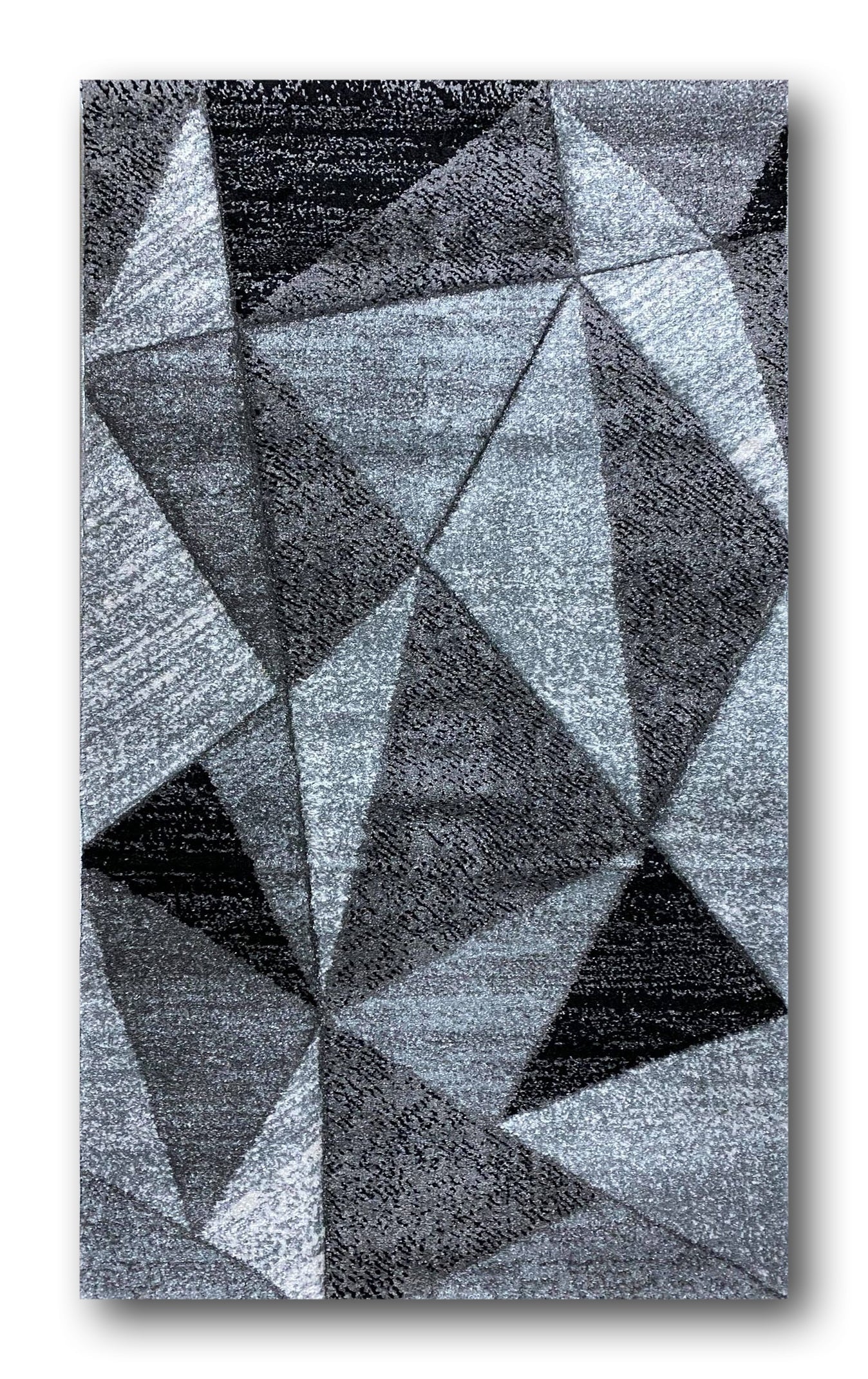 Covor frize cu Insertii Geometrice tip Triunghiuri Mari,Gri