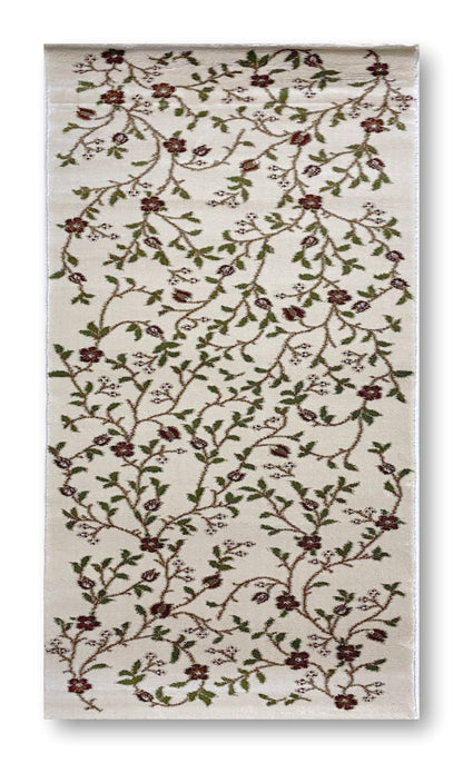 Traversa cu Insertii Naturale de Tip Ramuri cu Floricele,Bej/Grena/Verde/Maro