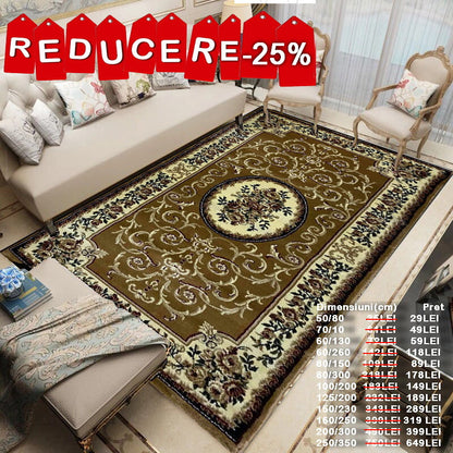 Covor cu Medalion si Insertii Florale ,Bej